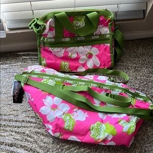 LeSportsac Pink and Green Floral Travel Bags